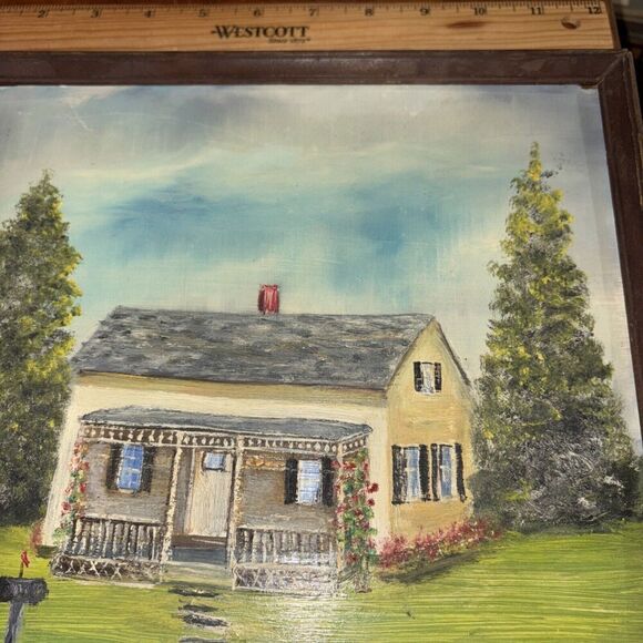 Framed Vintage Home Landscape Oil Painting Bertha Ludwig Rockville CT Artist - Picture 4 of 6